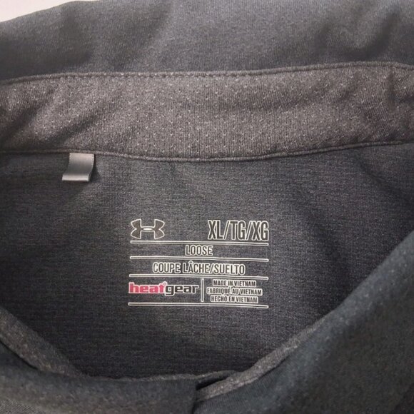 Under Armour Polo Shirt Mens XL Gray Short Sleeve Loose Fit Heatgear Performance - Picture 3 of 10